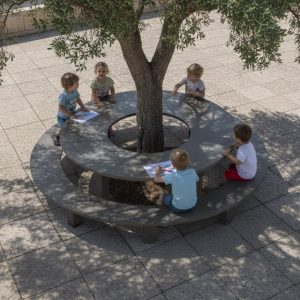 Mesa redonda circular mini ecológica de plástico reciclado mini para niños
